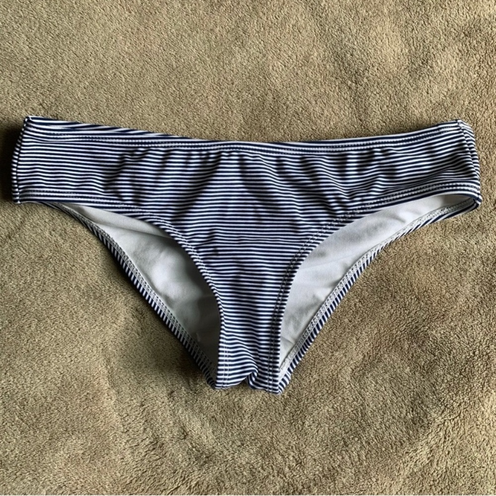 Blue and White Striped Cheeky Swimsuit Bikini Bottom